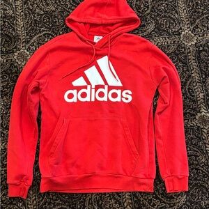 Adidas Red Sweatshirt Hoodie Vibrant Cotton Blend